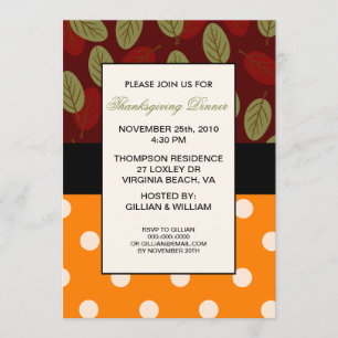Leaves n Dots Thanksgiving Dinner Invitation