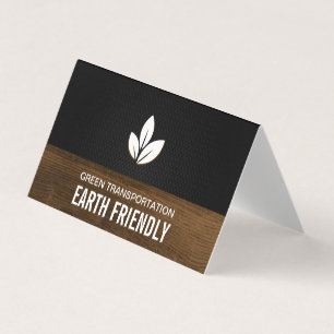 Leaves Natural Wood Grain Trim Black Mesh Business Card