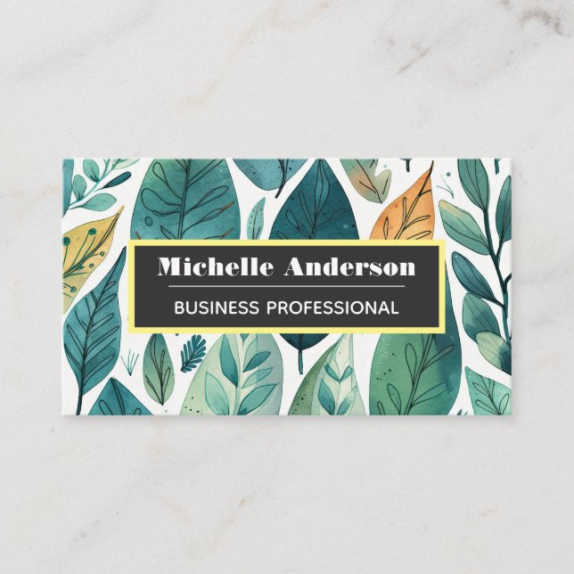 Leaves Nature Pattern Background Business Card (Front)