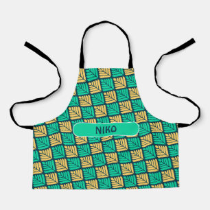 Leaves Navy Yellow Minimal Pattern Apron