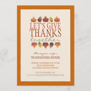 Leaves of Autumn ThanksGiving Dinner Invitation