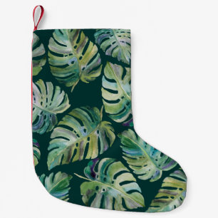 Leaves of exotic tropical plant monstera. Seamless Small Christmas Stocking