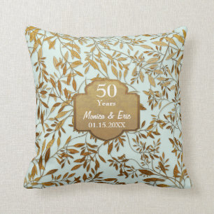 Leaves of Gold 50th Wedding Anniversary Cushion