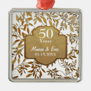 Leaves of Gold 50th Wedding Anniversary Metal Ornament