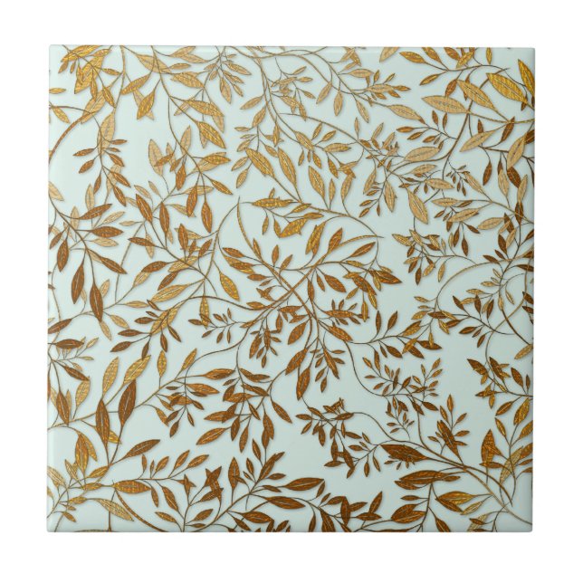 Leaves of Gold 50th Wedding Anniversary Tile (Front)