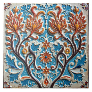 Leaves of Light and Fire Ceramic Tile