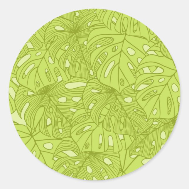 Leaves of Palm Tree Classic Round Sticker (Front)