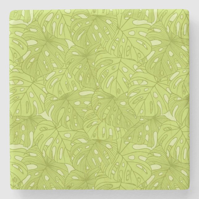 Leaves of Palm Tree Stone Coaster (Front)