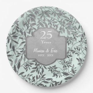 Leaves of Silver 25th Anniversary 2 Paper Plates