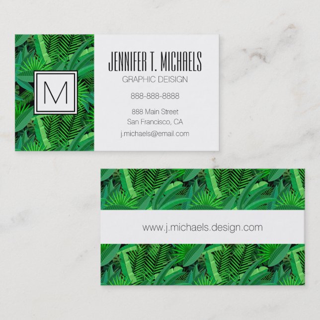 Leaves Of Tropical Palm Trees | Add Your Name Business Card (Front/Back)