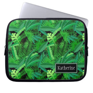 Leaves Of Tropical Palm Trees Add Your Name Laptop Sleeve
