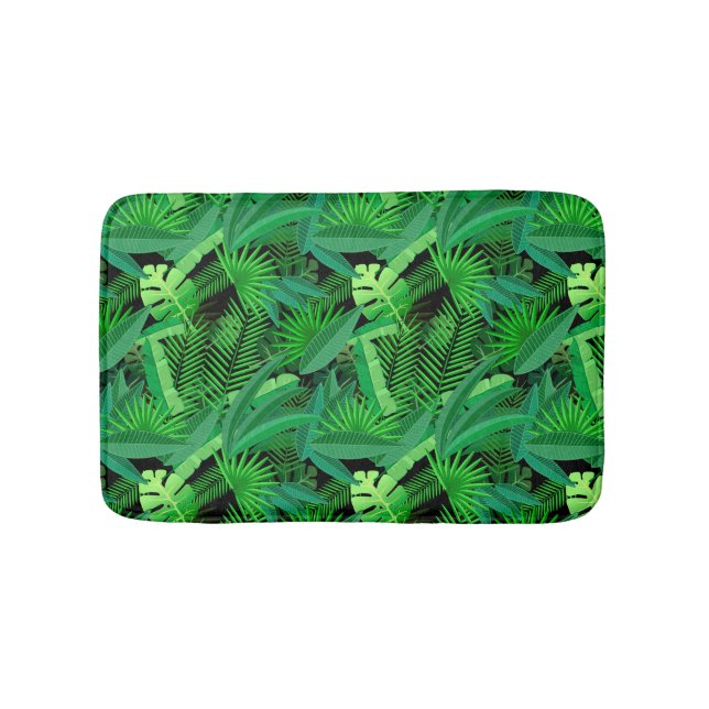 Leaves Of Tropical Palm Trees Bath Mat (Front)