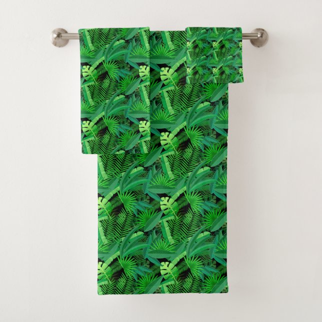Leaves Of Tropical Palm Trees Bath Towel Set (Insitu)