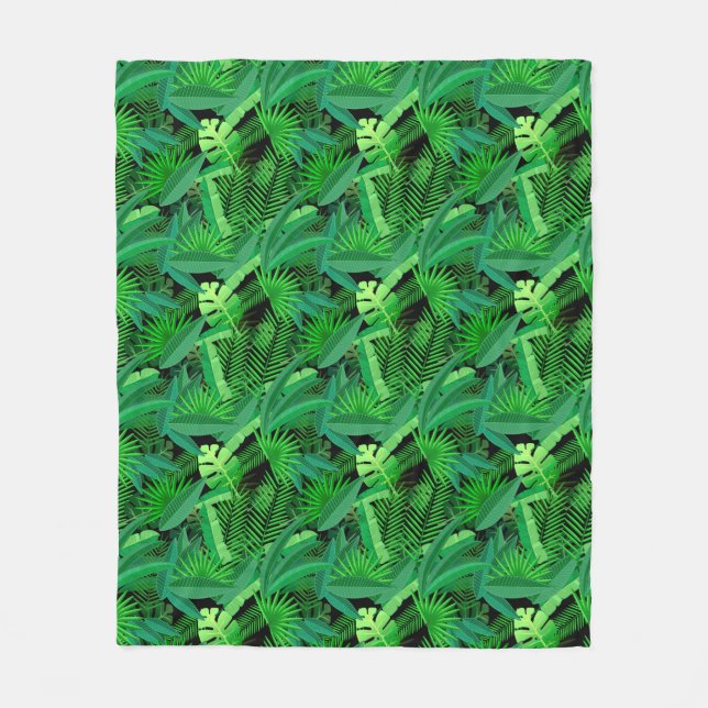 Leaves Of Tropical Palm Trees Fleece Blanket (Front)