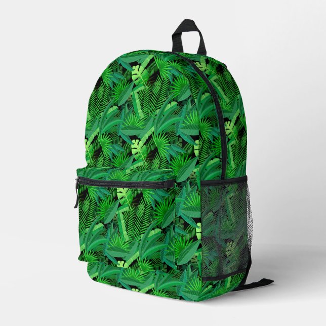 Leaves Of Tropical Palm Trees Printed Backpack (Back Corner Right)