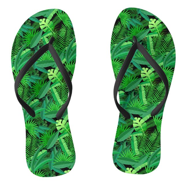 Leaves Of Tropical Palm Trees Thongs (Footbed)