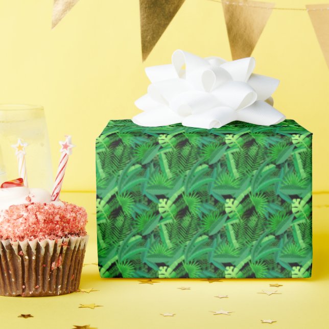 Leaves Of Tropical Palm Trees Wrapping Paper (Birthday Party)
