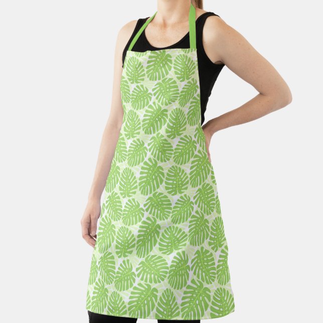 Leaves Of Tropical Plant - Monstera Pattern Apron (Insitu)