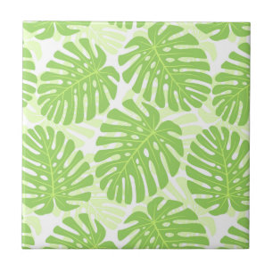 Leaves Of Tropical Plant - Monstera Pattern Ceramic Tile