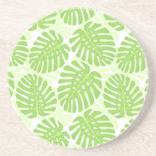 Leaves Of Tropical Plant - Monstera Pattern Coaster