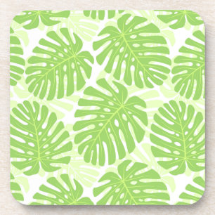 Leaves Of Tropical Plant - Monstera Pattern Coaster