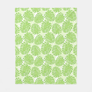 Leaves Of Tropical Plant - Monstera Pattern Fleece Blanket