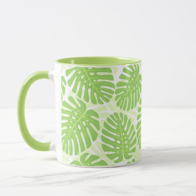Leaves Of Tropical Plant - Monstera Pattern Mug (Left)