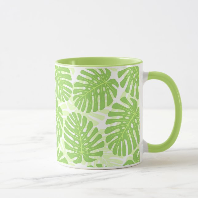 Leaves Of Tropical Plant - Monstera Pattern Mug (Right)