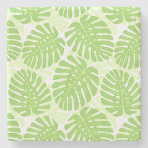 Leaves Of Tropical Plant - Monstera Pattern Stone Coaster