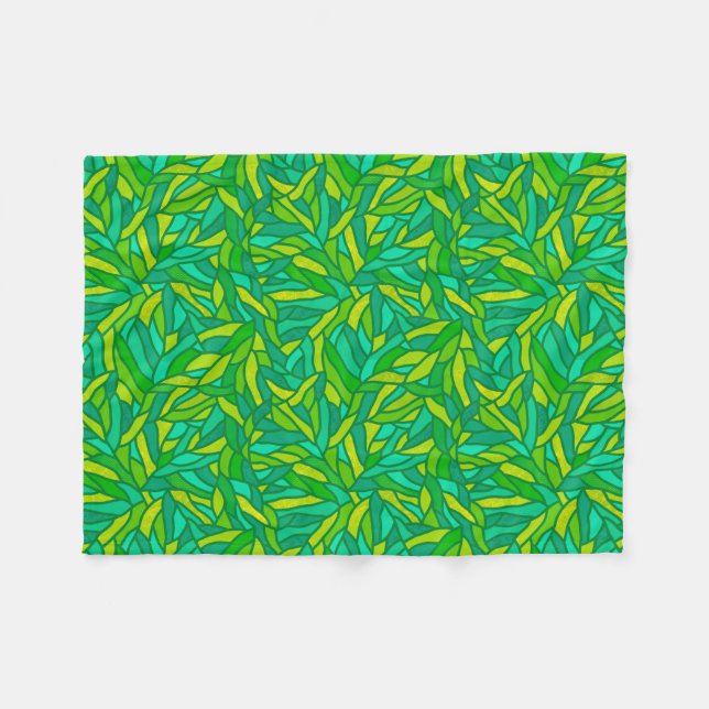 Leaves patchwork fleece blanket (Front (Horizontal))