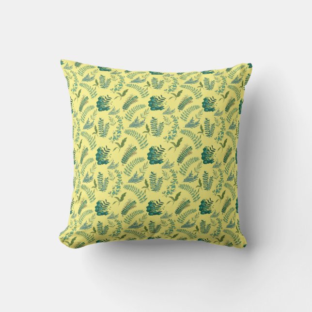 Leaves Pattern 10.bw LYellow BG Cushion (Front)