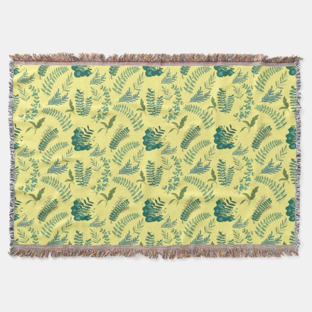 Leaves Pattern 10.bw LYellow BG Throw Blanket (Front)