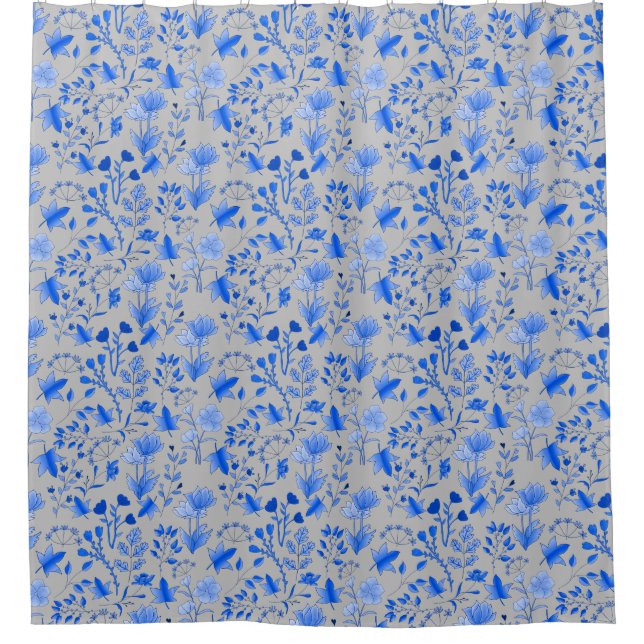 Leaves Pattern 12.bw LGrey BG Shower Curtain (Front)
