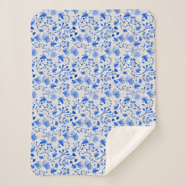 Leaves Pattern 12.bw offwhite BG Sherpa Blanket (Front)