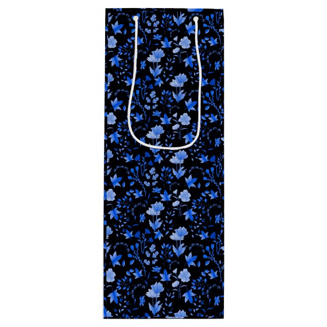 Leaves Pattern 12.bw offwhite BG Wine Gift Bag (Front)