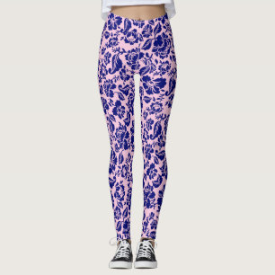 Leaves pattern.13.bw Lpink BG Leggings