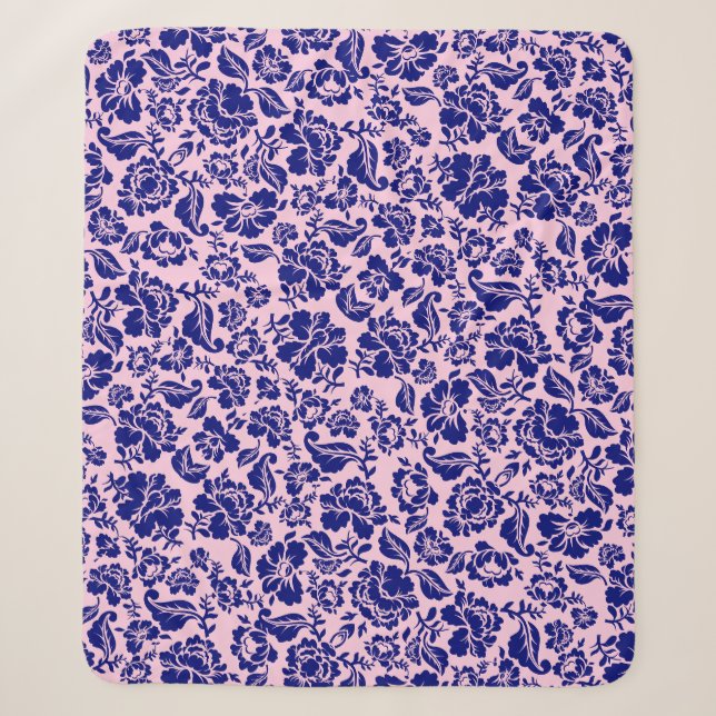 Leaves pattern.13.bw Lpink BG Sherpa Blanket (Front)