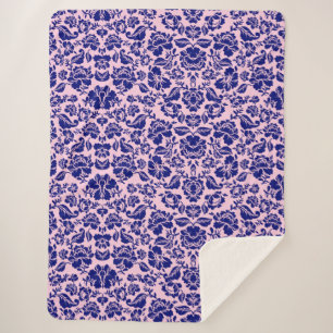 Leaves pattern.13.bw Lpink BG Sherpa Blanket