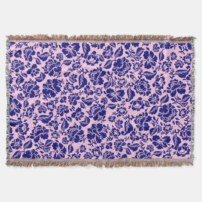 Leaves pattern.13.bw Lpink BG Throw Blanket (Front)