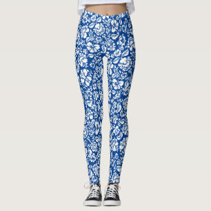 Leaves pattern 14b. blue BG Leggings