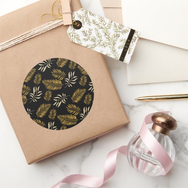 Leaves Pattern 16 Classic Round Sticker (Gifting)