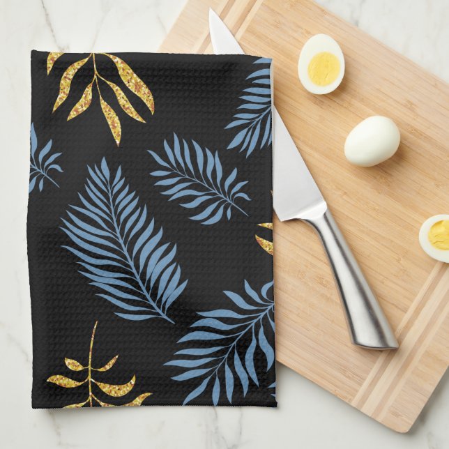 Leaves Pattern 17 Tea Towel (Quarter Fold)
