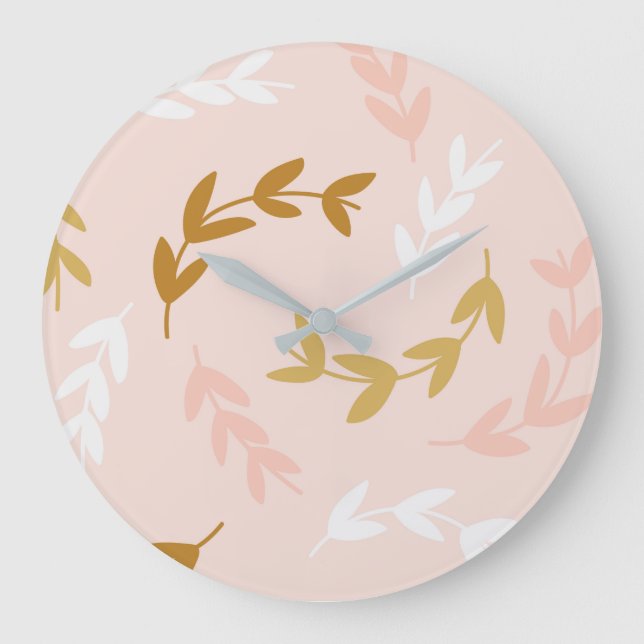 Leaves Pattern 4 Large Clock (Front)