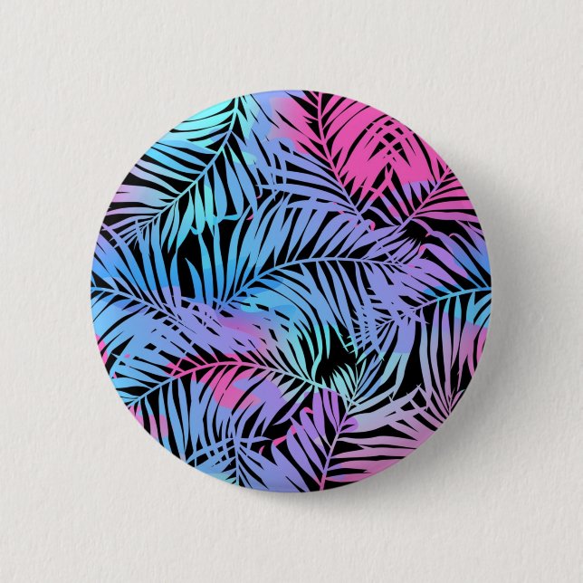 Leaves pattern 6 cm round badge (Front)