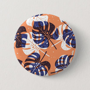 Leaves pattern 6 cm round badge