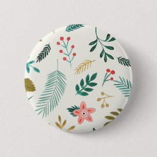 Leaves pattern 6 cm round badge