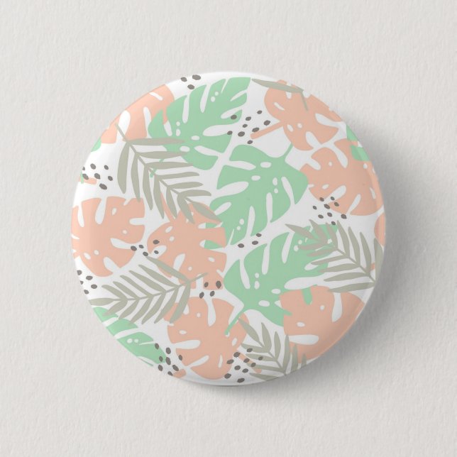 Leaves pattern 6 cm round badge (Front)