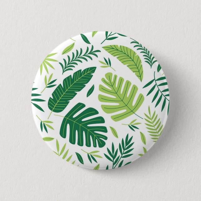 Leaves pattern 6 cm round badge (Front)