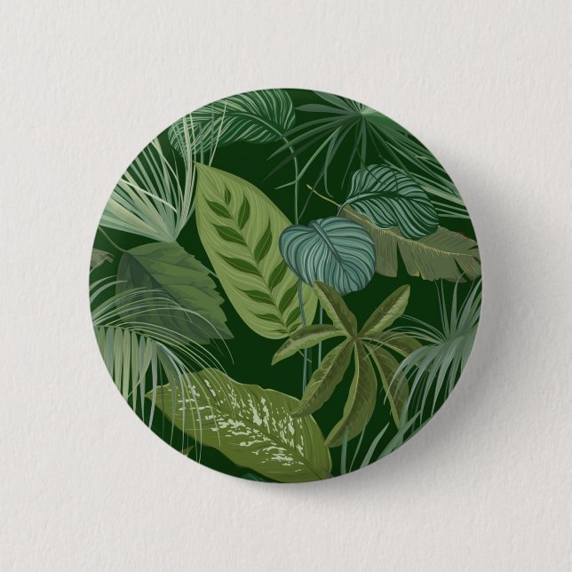 Leaves pattern 6 cm round badge (Front)