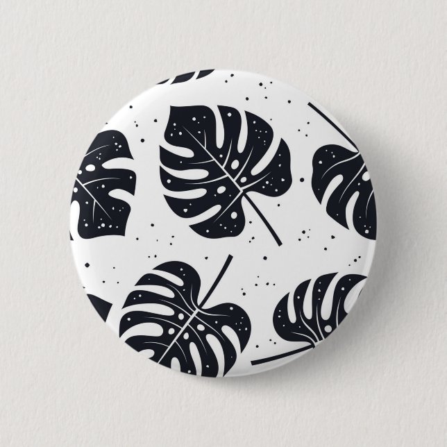 Leaves pattern 6 cm round badge (Front)